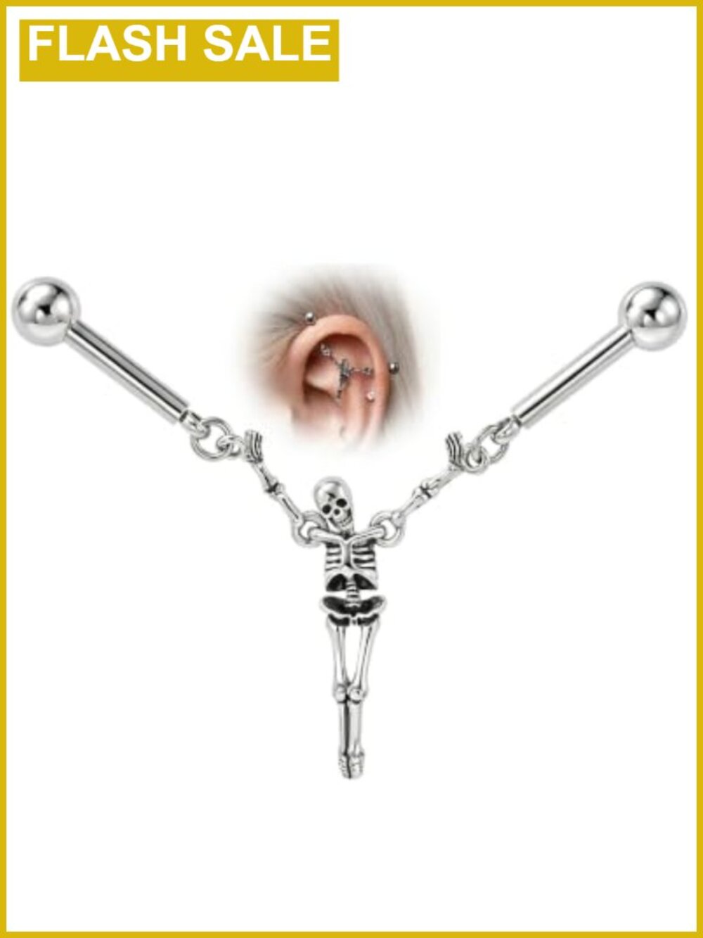 14G Dangling Skeleton Industrial Piercing Jeweley